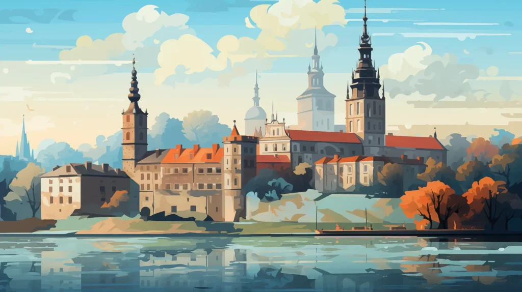 Ilustracja dotyczy promocji produktu turystycznego, przedstawia malowniczy Polski zamek.