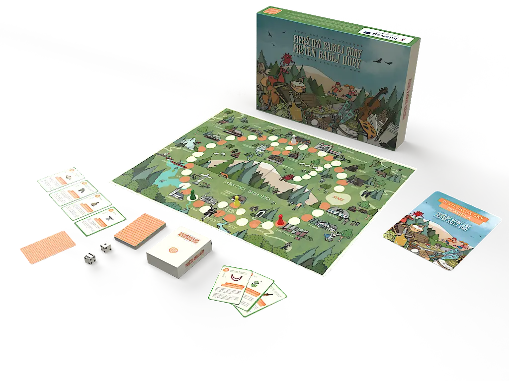 obrazek przedstawia grę planszową na zamówienie- "Pierścień Babiej Góry" wykonana przez producenta gier planszowych, Firmę- "Gry dla was"