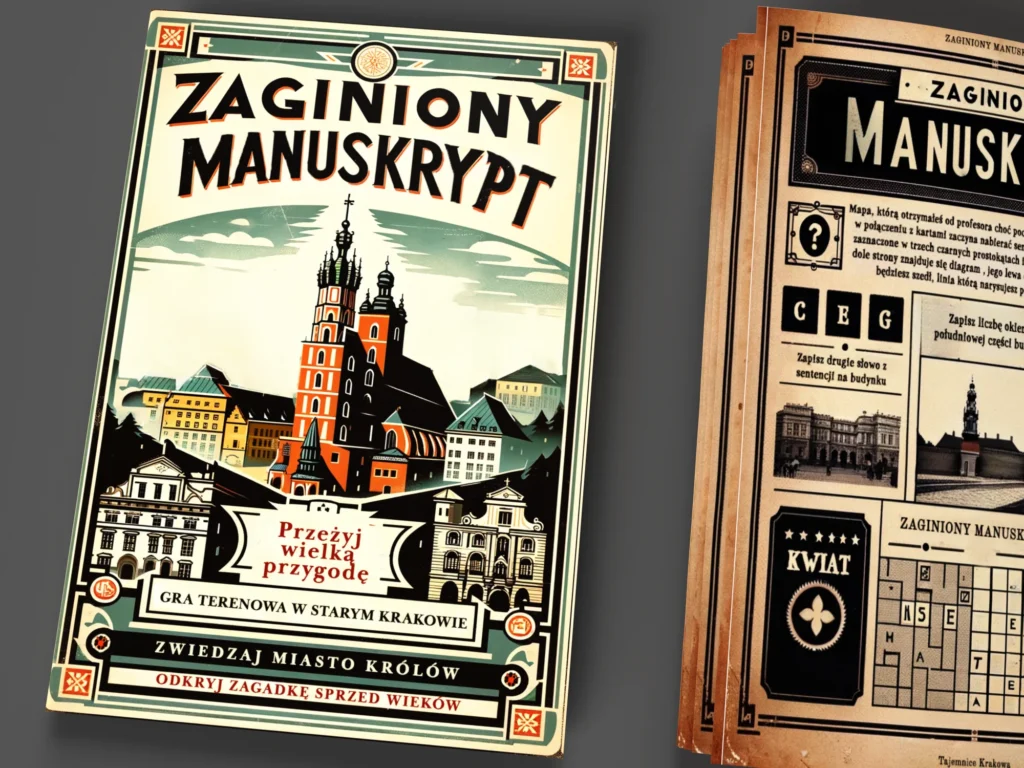 ilustracja przedstawia grę terenową i questing - "Zaginiony manuskrypt "